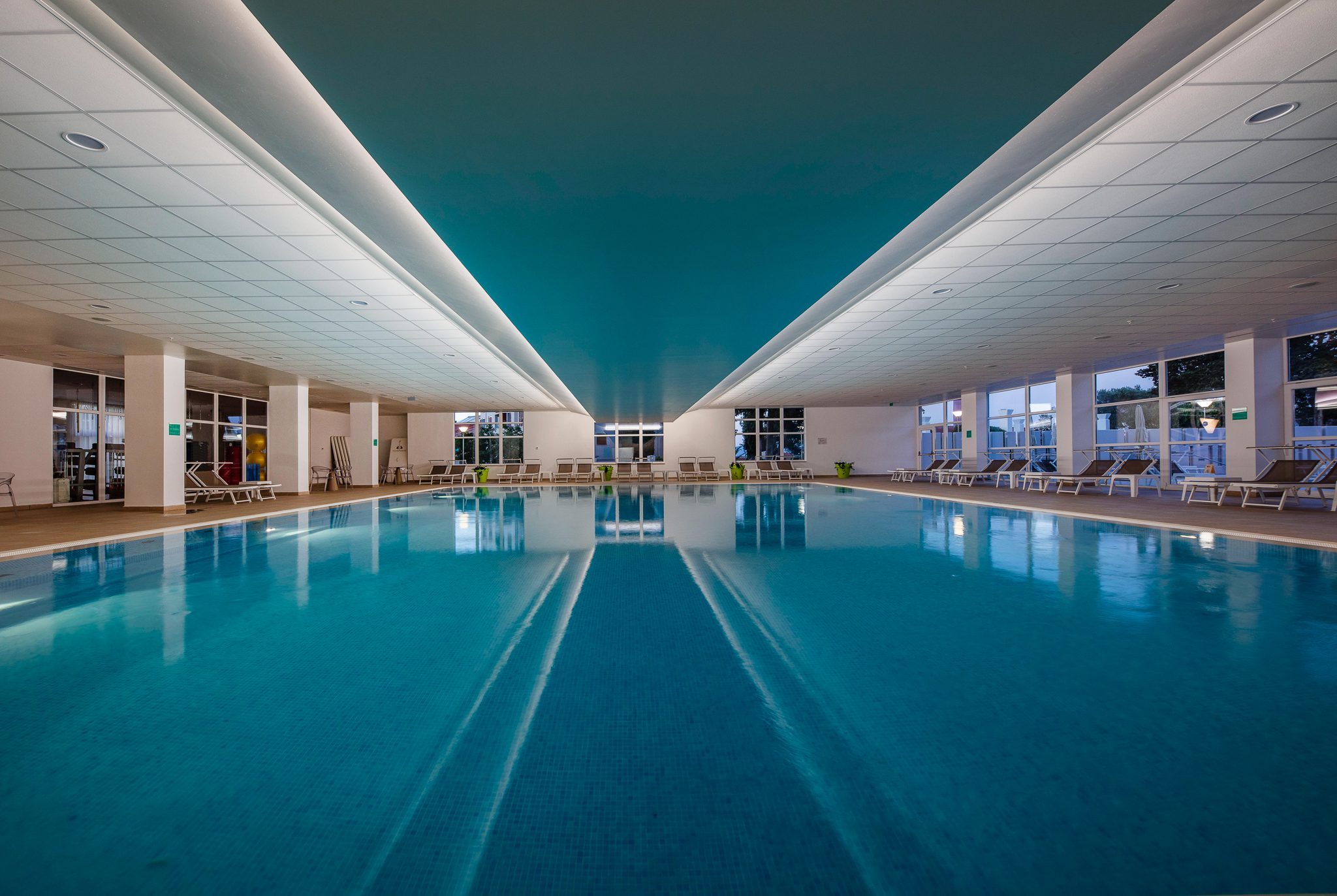 Indoor seawater pool at 4 star Vitality Hotel Punta where people can recover and relax